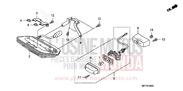 FEU ARRIERE for CB1300 Super Bold'or PEARL SUNBEAM WHITE (NHA66DF) from 2009